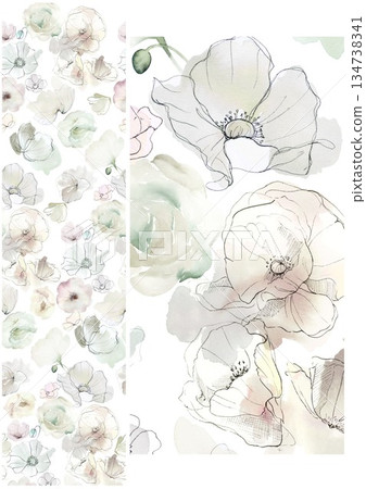 Graceful Watercolor Botanic Pattern Art 134738341