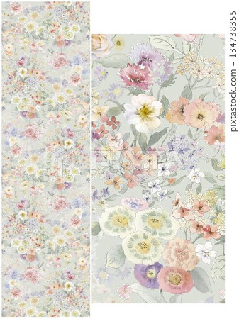 Graceful Watercolor Botanic Pattern Art 134738355