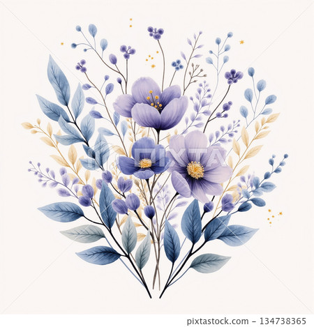 Graceful Watercolor Botanic Pattern Art Graceful Watercolor Botanic Pattern Art 134738365