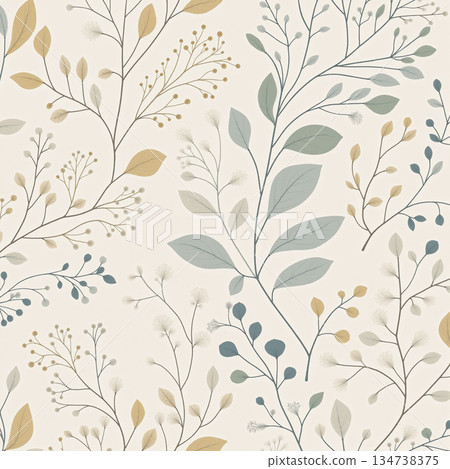 Graceful Watercolor Botanic Pattern Art Graceful Watercolor Botanic Pattern Art 134738375