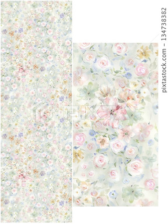 Graceful Watercolor Botanic Pattern Art Graceful Watercolor Botanic Pattern Art 134738382