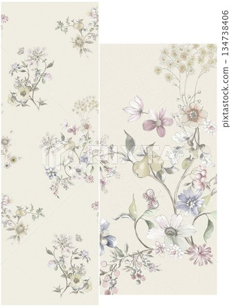 Graceful Watercolor Botanic Pattern Art 134738406