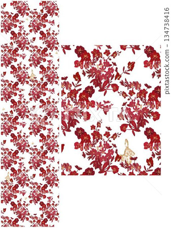 Graceful Watercolor Botanic Pattern Art Graceful Watercolor Botanic Pattern Art 134738416