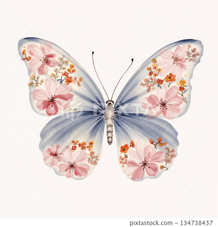 Graceful Watercolor Botanic Pattern Art 134738437