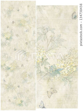 Graceful Watercolor Botanic Pattern Art 134738438