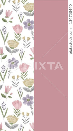 Graceful Watercolor Botanic Pattern Art 134738440