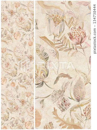 Graceful Watercolor Botanic Pattern Art Graceful Watercolor Botanic Pattern Art 134738444