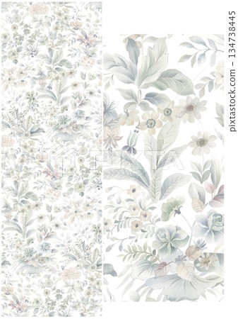 Graceful Watercolor Botanic Pattern Art 134738445