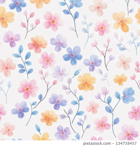 Graceful Watercolor Botanic Pattern Art Graceful Watercolor Botanic Pattern Art 134738457