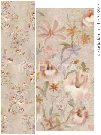 Graceful Watercolor Botanic Pattern Art 134738489