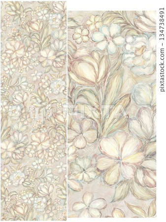 Graceful Watercolor Botanic Pattern Art 134738491