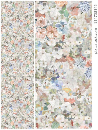 Graceful Watercolor Botanic Pattern Art Graceful Watercolor Botanic Pattern Art 134738543