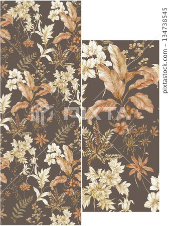 Graceful Watercolor Botanic Pattern Art 134738545