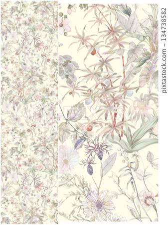 Graceful Watercolor Botanic Pattern Art Graceful Watercolor Botanic Pattern Art 134738582