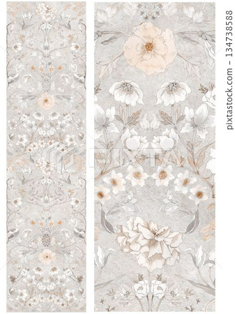 Graceful Watercolor Botanic Pattern Art 134738588