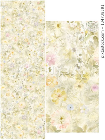 Graceful Watercolor Botanic Pattern Art 134738591