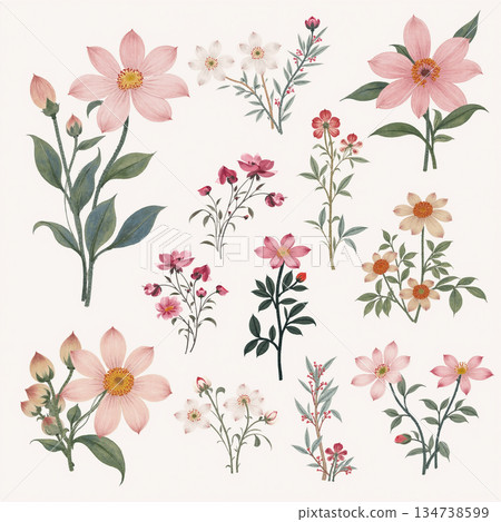 Graceful Watercolor Botanic Pattern Art Graceful Watercolor Botanic Pattern Art 134738599