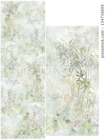 Graceful Watercolor Botanic Pattern Art 134738609
