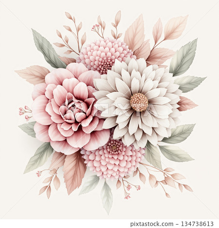 Graceful Watercolor Botanic Pattern Art Graceful Watercolor Botanic Pattern Art 134738613