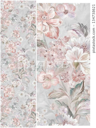 Graceful Watercolor Botanic Pattern Art Graceful Watercolor Botanic Pattern Art 134738621