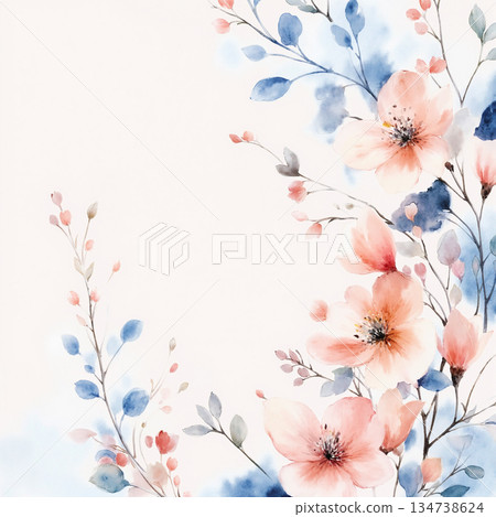 Graceful Watercolor Botanic Pattern Art Graceful Watercolor Botanic Pattern Art 134738624