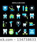 Stomatology and teeth care icon set in flat style 134738633