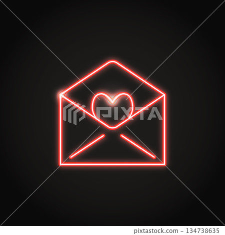 Neon mail with heart icon in line style 134738635