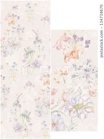 Graceful Watercolor Botanic Pattern Art Graceful Watercolor Botanic Pattern Art 134738670