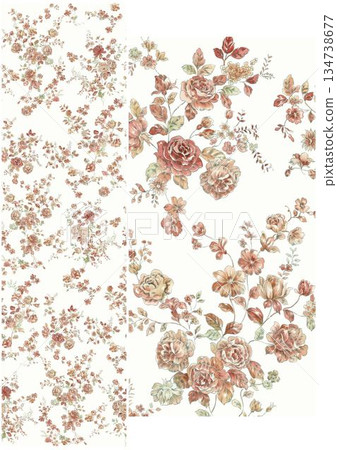 Graceful Watercolor Botanic Pattern Art Graceful Watercolor Botanic Pattern Art 134738677