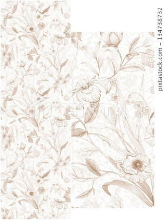 Graceful Watercolor Botanic Pattern Art 134738732