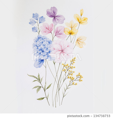 Graceful Watercolor Botanic Pattern Art 134738733