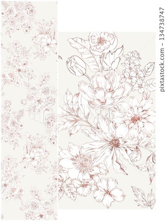 Graceful Watercolor Botanic Pattern Art Graceful Watercolor Botanic Pattern Art 134738747