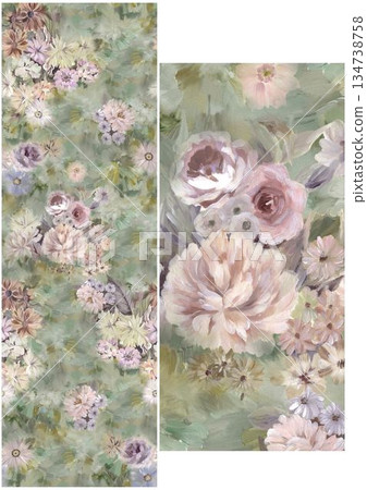 Charming Hand-Drawn Floral and Leaf Compositions 134738758