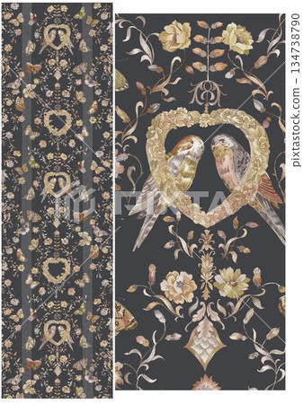 Charming Hand-Drawn Floral and Leaf Compositions 134738790