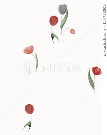 Charming Hand-Drawn Floral and Leaf Compositions 134738809