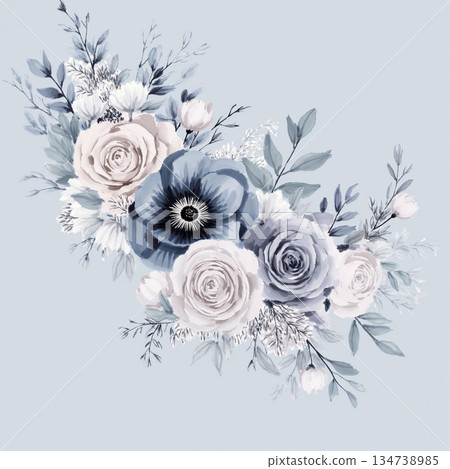 Charming Hand-Drawn Floral and Leaf Compositions Charming Hand-Drawn Floral and Leaf Compositions 134738985