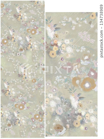 Charming Hand-Drawn Floral and Leaf Compositions 134738989