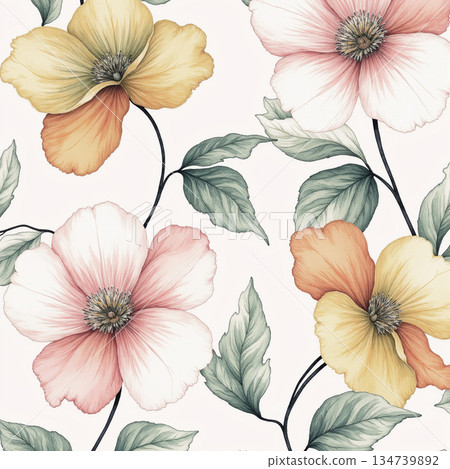 Unique Watercolor Artworks with Floral Elements Unique Watercolor Artworks with Floral Elements 134739892