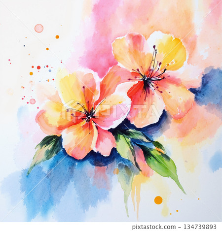 Unique Watercolor Artworks with Floral Elements 134739893