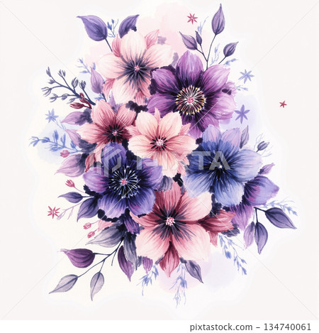 Unique Watercolor Artworks with Floral Elements Unique Watercolor Artworks with Floral Elements 134740061