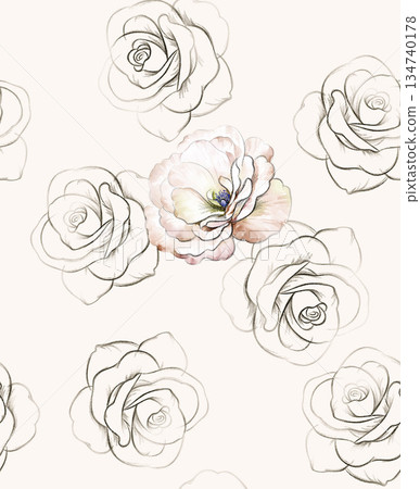 Unique Watercolor Artworks with Floral Elements 134740178