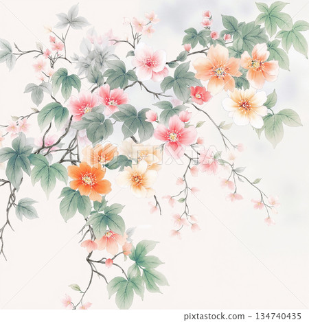 Unique Watercolor Artworks with Floral Elements Unique Watercolor Artworks with Floral Elements 134740435