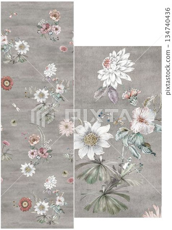 Unique Watercolor Artworks with Floral Elements Unique Watercolor Artworks with Floral Elements 134740436
