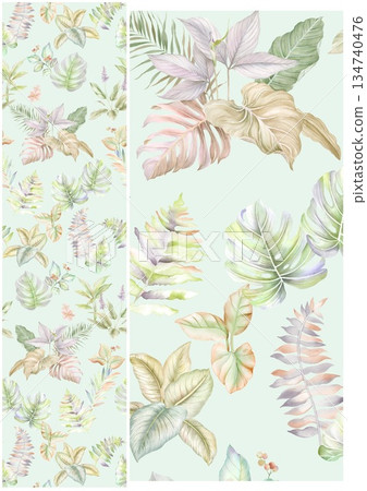 Creative Hand-Drawn Patterns of Flora and Leaves Creative Hand-Drawn Patterns of Flora and Leaves 134740476