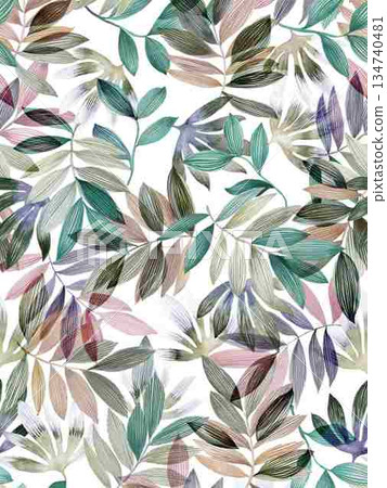 Creative Hand-Drawn Patterns of Flora and Leaves Creative Hand-Drawn Patterns of Flora and Leaves 134740481