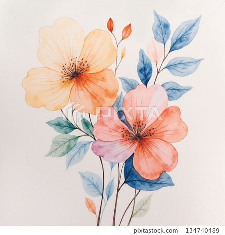 Creative Hand-Drawn Patterns of Flora and Leaves 134740489