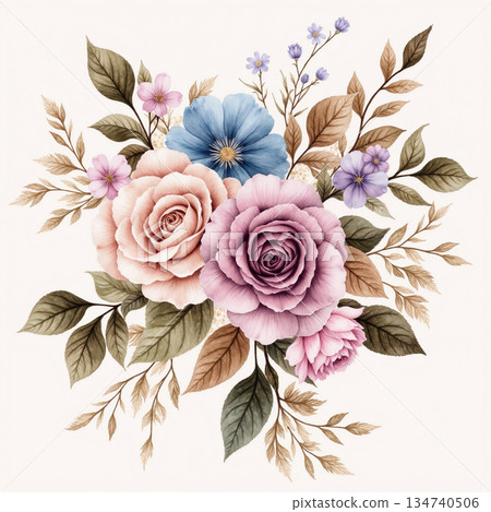 Creative Hand-Drawn Patterns of Flora and Leaves 134740506