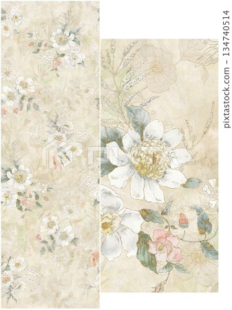 Creative Hand-Drawn Patterns of Flora and Leaves 134740514