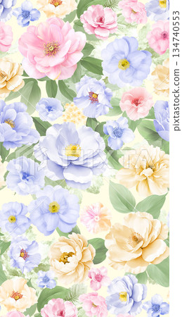 Creative Hand-Drawn Patterns of Flora and Leaves 134740553