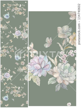 Creative Hand-Drawn Patterns of Flora and Leaves 134740602